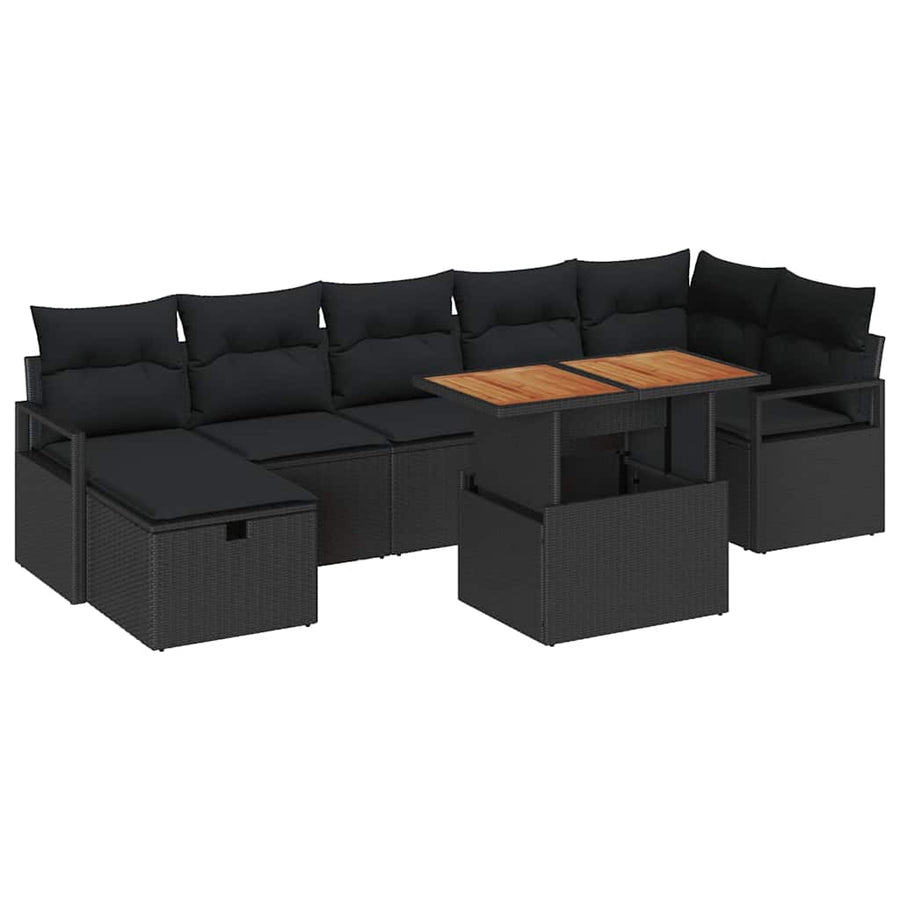 Tuin Sofa Set 8 pcs Zwart poly rattan