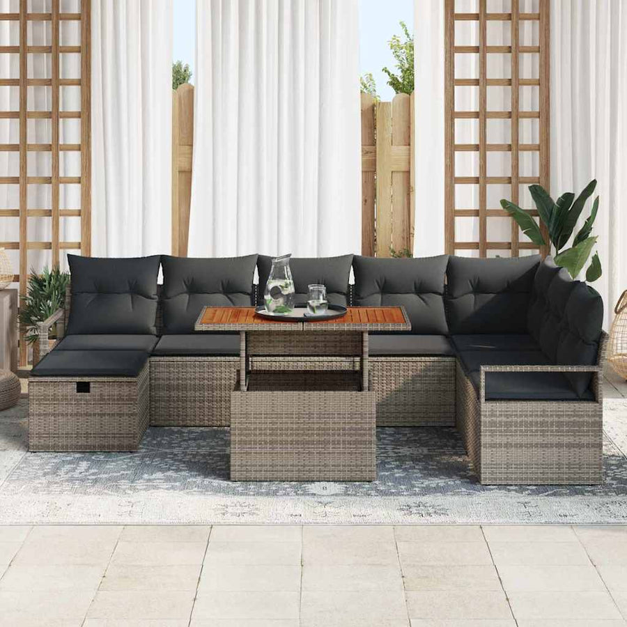 Tuin Sofa Set 9 pcs Grijs poly rattan