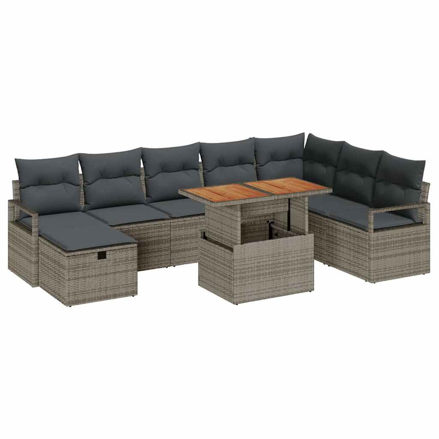 Tuin Sofa Set 9 pcs Grijs poly rattan