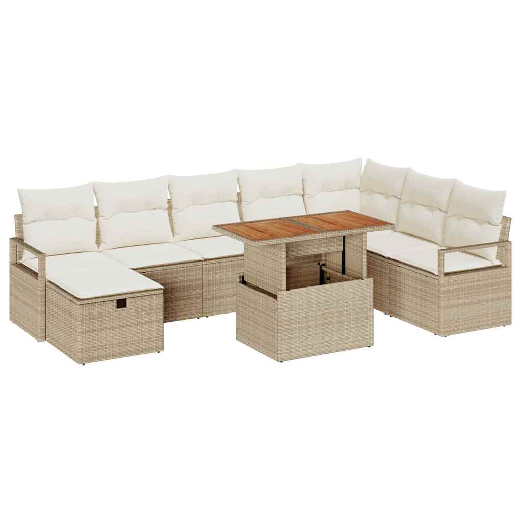 Tuin Sofa Set 9 pcs Beige poly rattan