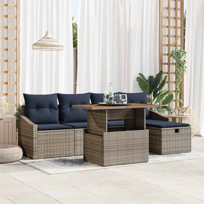 Tuin Sofa Set 6 pcs Grijs poly rattan