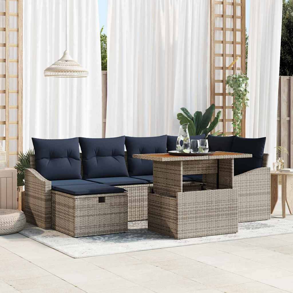 Tuin Sofa Set 7 pcs Grijs poly rattan