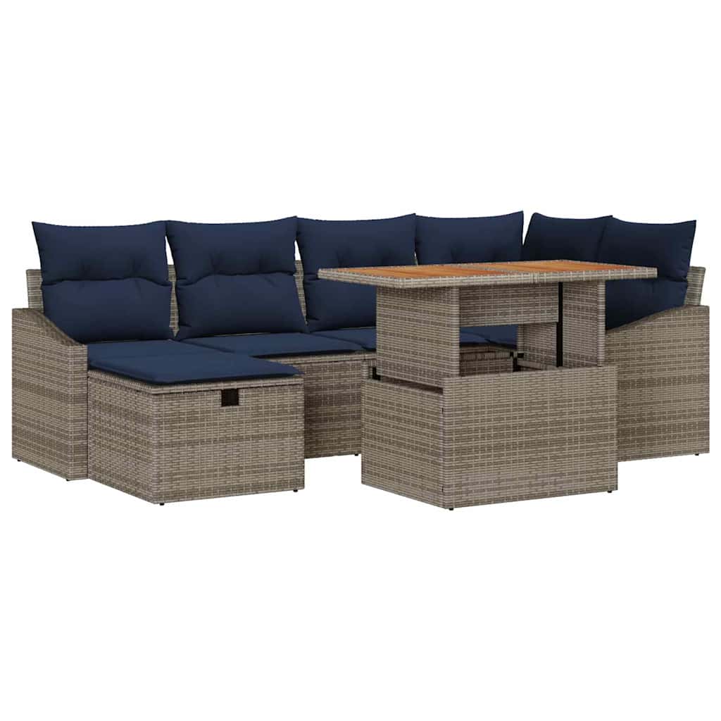 Tuin Sofa Set 7 pcs Grijs poly rattan