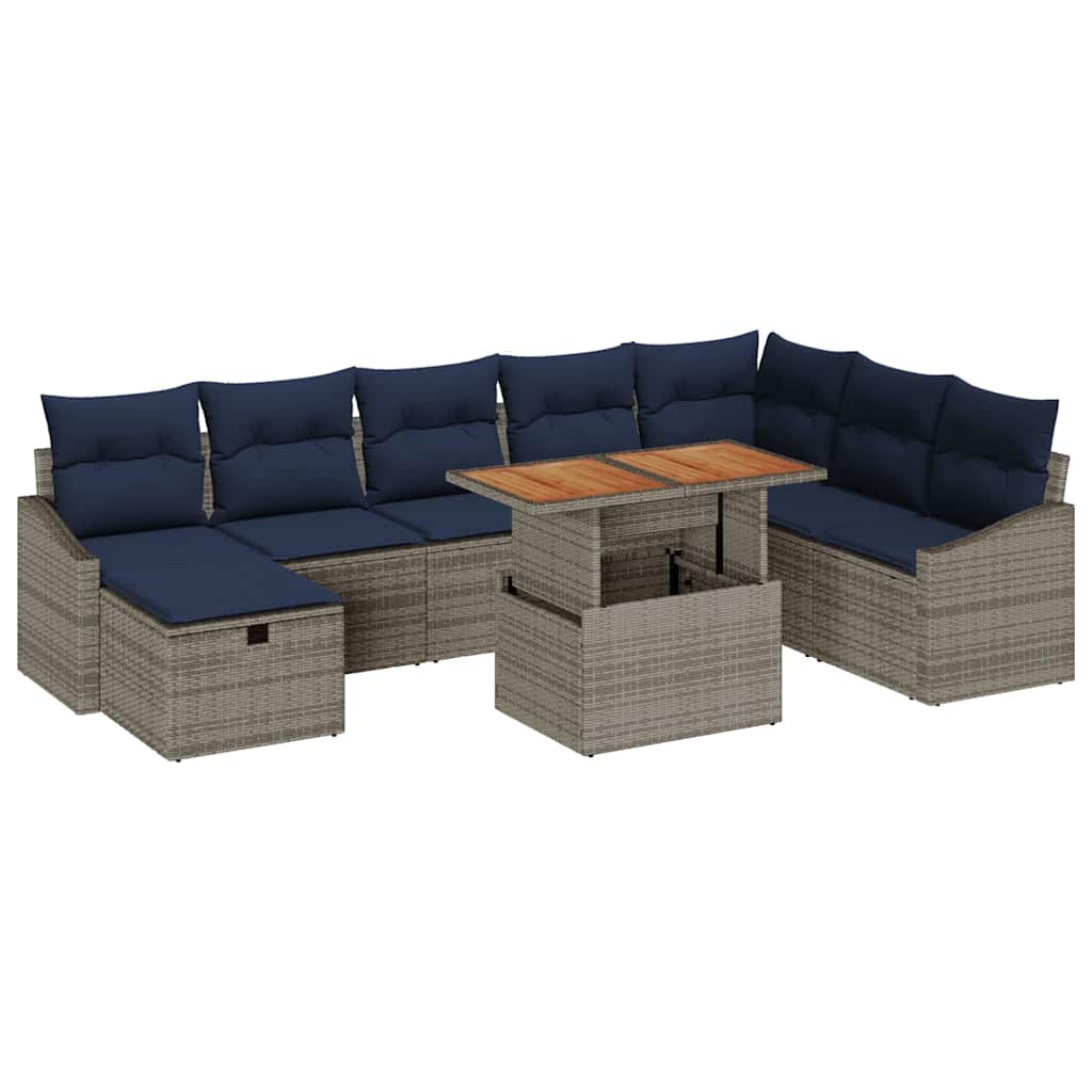 Tuin Sofa Set 9 pcs Grijs poly rattan