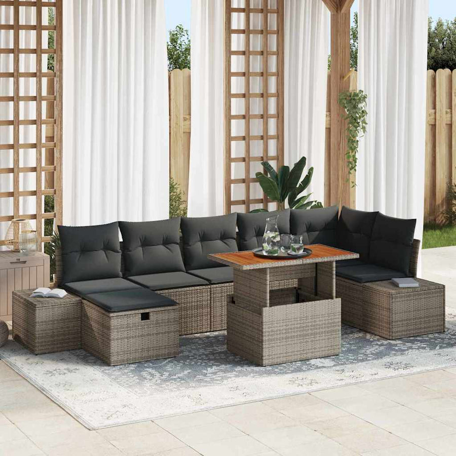 Tuin Sofa Set 8 pcs Grijs poly rattan
