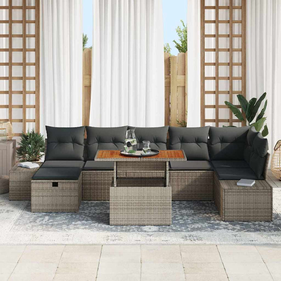 Tuin Sofa Set 8 pcs Grijs poly rattan