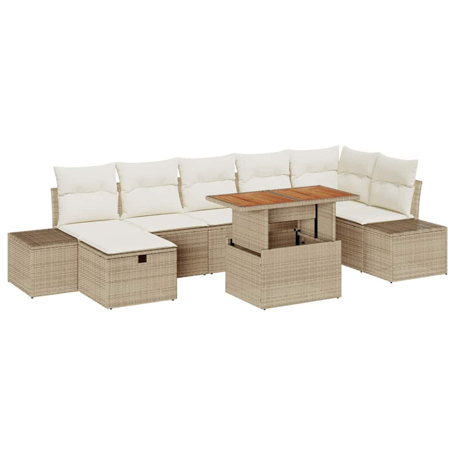 Tuin Sofa Set 8 pcs Beige poly rattan