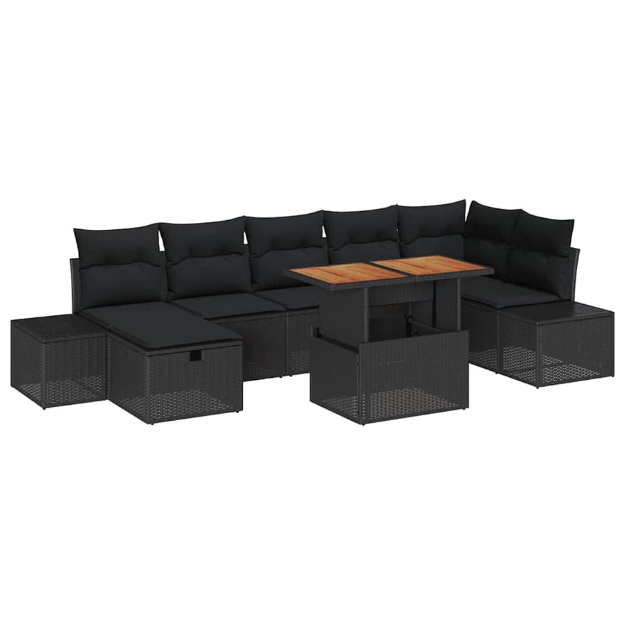 Tuin Sofa Set 8 pcs Zwart poly rattan