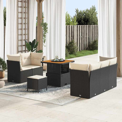 Tuin Sofa Set 8 pcs Zwart poly rattan