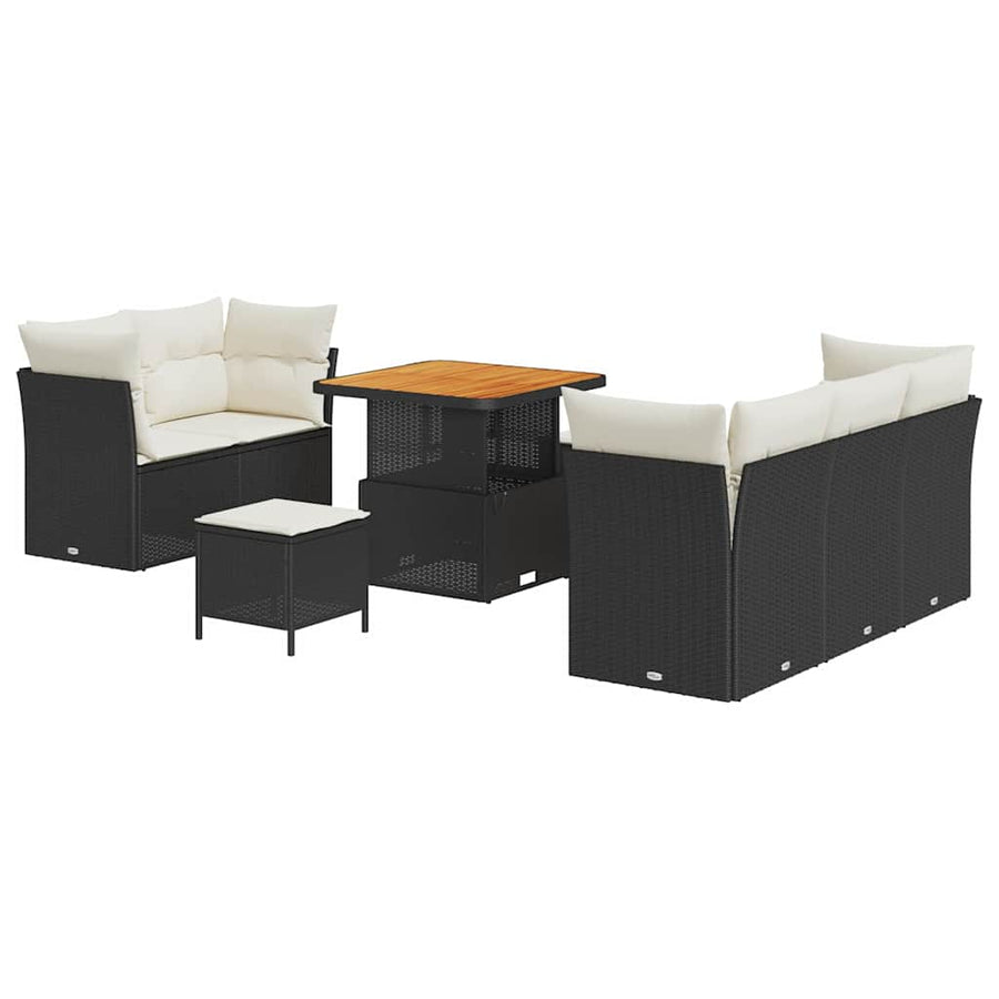 Tuin Sofa Set 8 pcs Zwart poly rattan