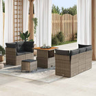 Tuinset poly rattan grijs 8-delig