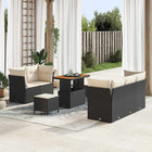 Tuinset poly rattan acaciahout zwart 8-delig