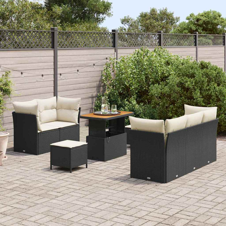 Tuin Sofa Set 8 pcs Zwart poly rattan