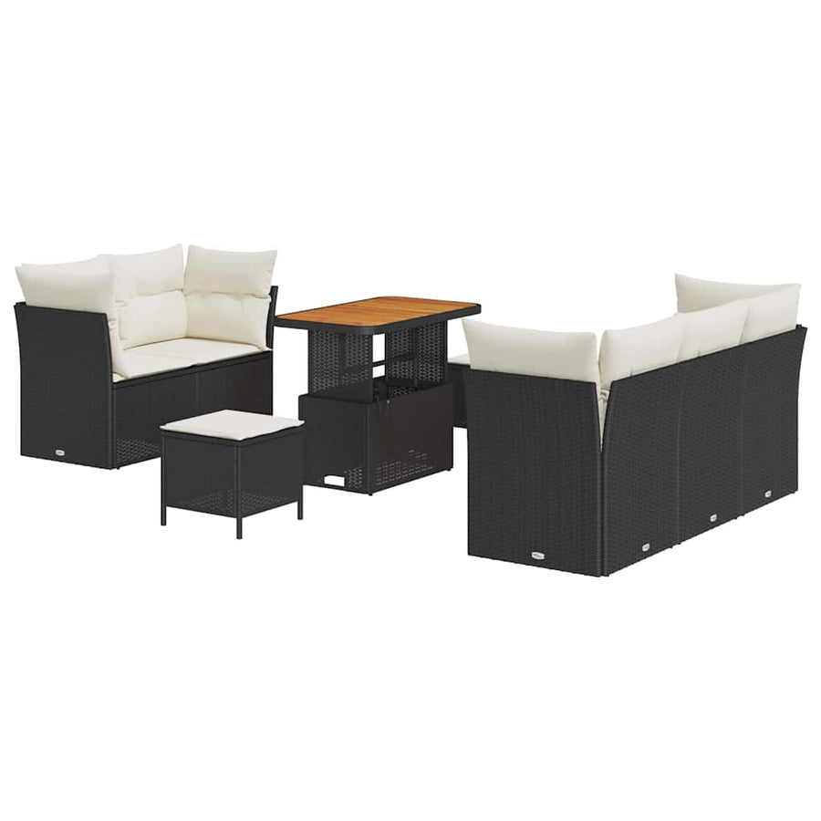 Tuin Sofa Set 8 pcs Zwart poly rattan