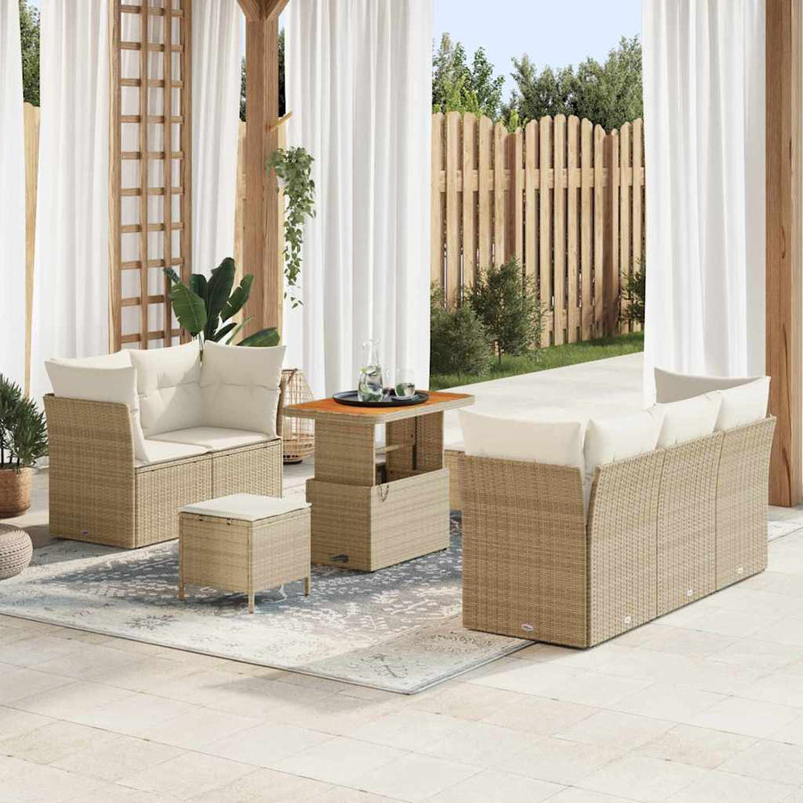Tuin Sofa Set met kussen 8 pcs Beige poly rattan