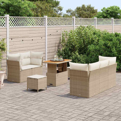 Tuin Sofa Set met kussen 8 pcs Beige poly rattan