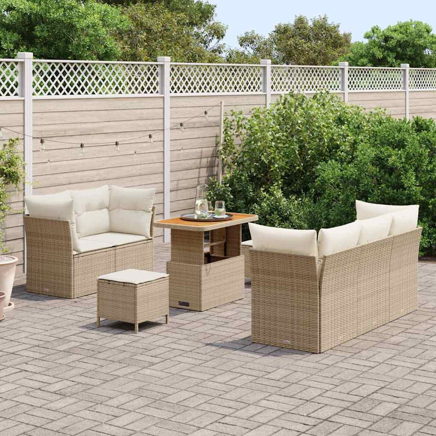 Tuin Sofa Set met kussen 8 pcs Beige poly rattan