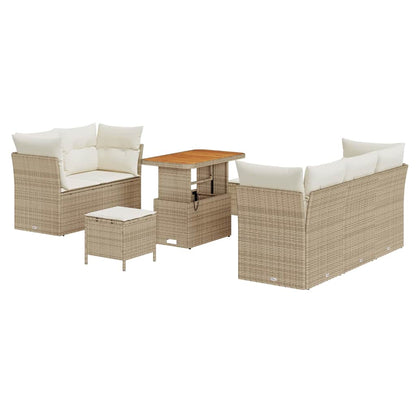 Tuin Sofa Set met kussen 8 pcs Beige poly rattan