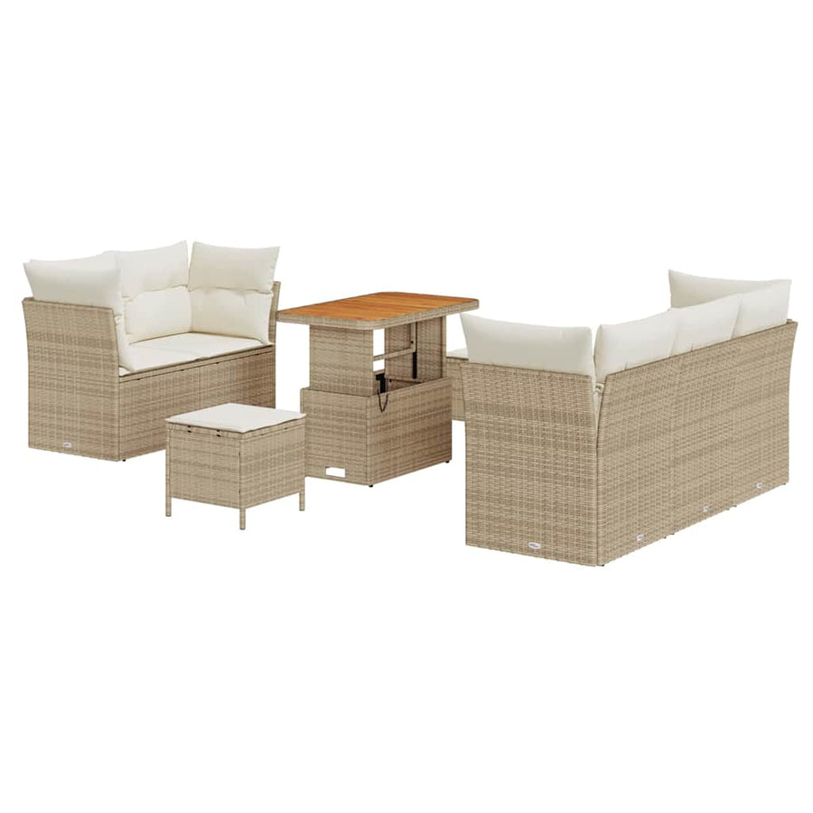 Tuin Sofa Set met kussen 8 pcs Beige poly rattan