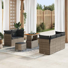 Tuinbankset poly rattan acaciahout grijs 8-delig