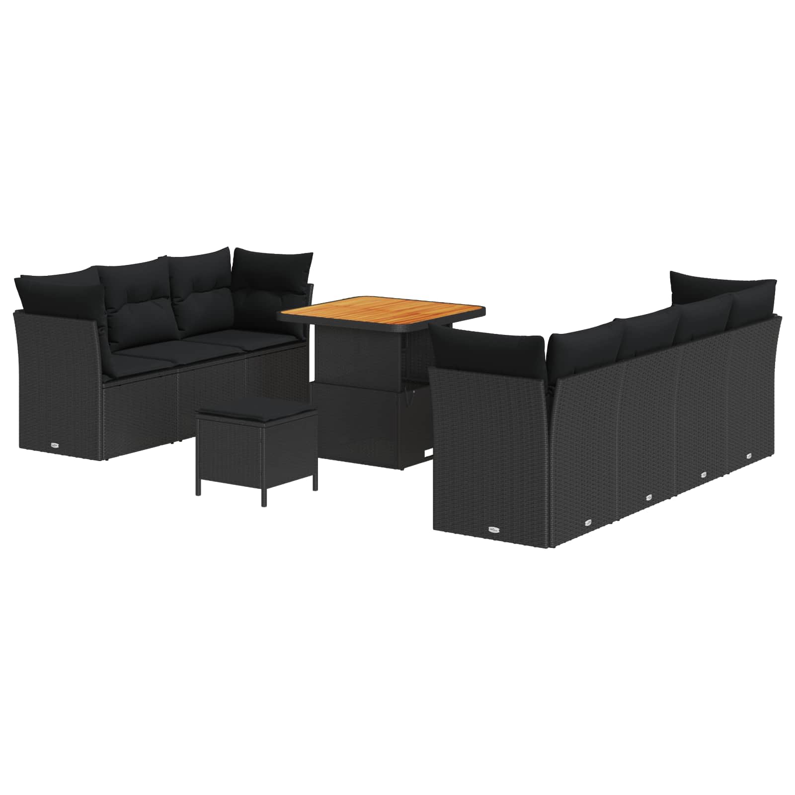 Tuinbankenset 10 pcs Zwart poly rattan