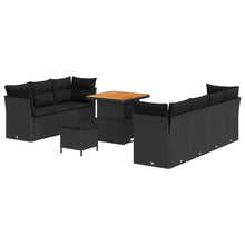 Tuinbankenset 10 pcs Zwart poly rattan
