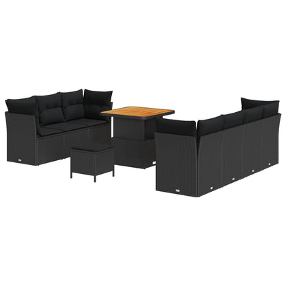 Tuinbankenset 10 pcs Zwart poly rattan