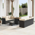 Tuinbankenset poly rattan zwart 9-persoons