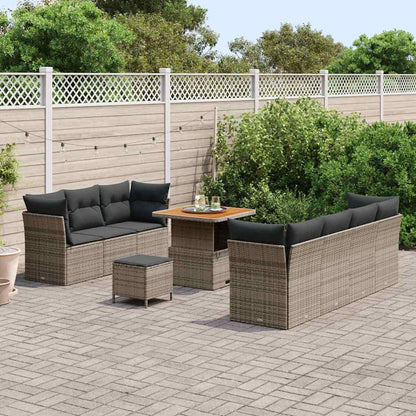 Tuinbankenset 10 pcs Grijs poly rattan