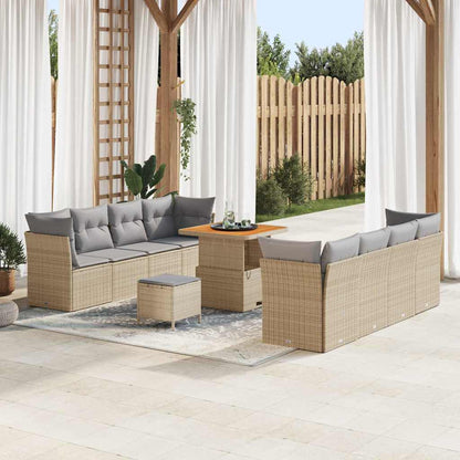 Tuinbankenset 11 pcs Beige poly rattan