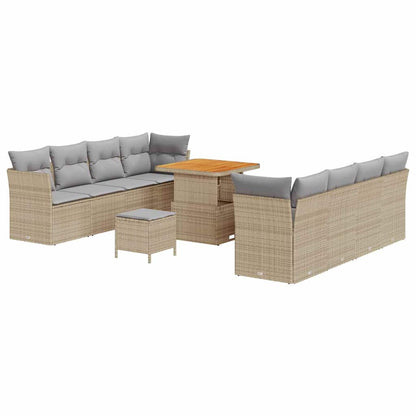 Tuinbankenset 11 pcs Beige poly rattan