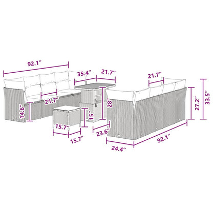 Tuinbankenset 11 pcs Zwart poly rattan
