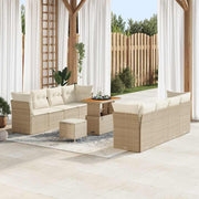 Tuinbankenset poly rattan beige 11-delig