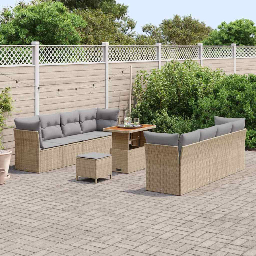 Tuinbankenset 11 pcs Beige poly rattan