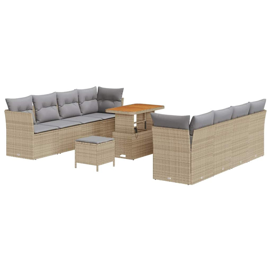 Tuinbankenset 11 pcs Beige poly rattan