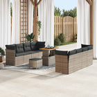 Tuinbankenset poly rattan grijs 11-delig