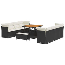 Tuinbankenset 11 pcs Zwart poly rattan