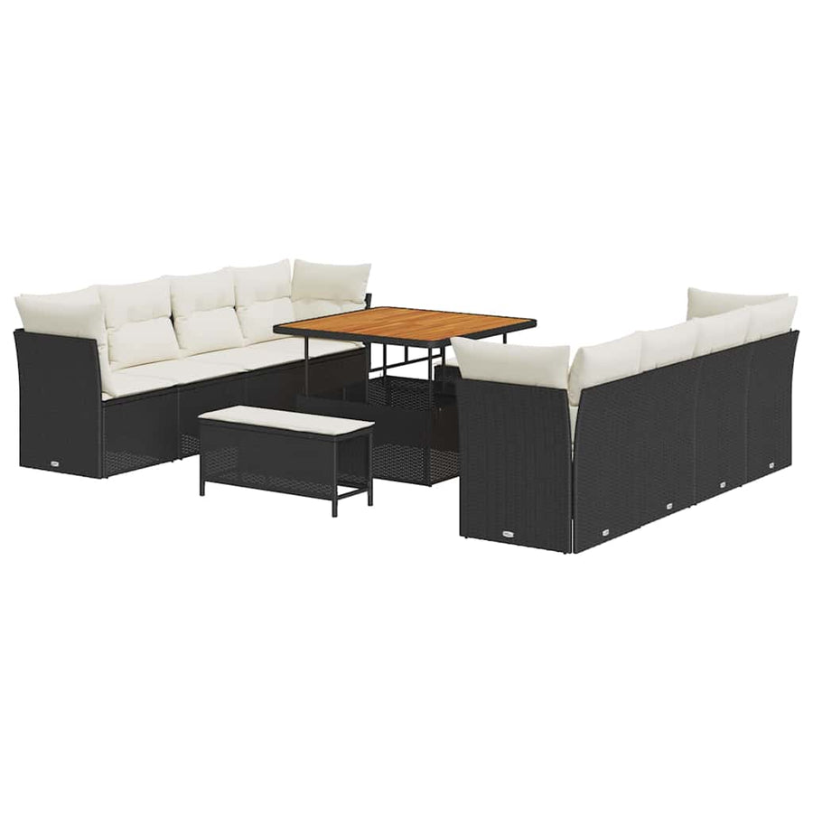 Tuinbankenset 11 pcs Zwart poly rattan