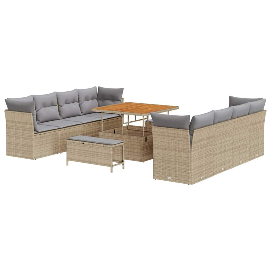 Tuinbankenset 11 pcs Beige poly rattan