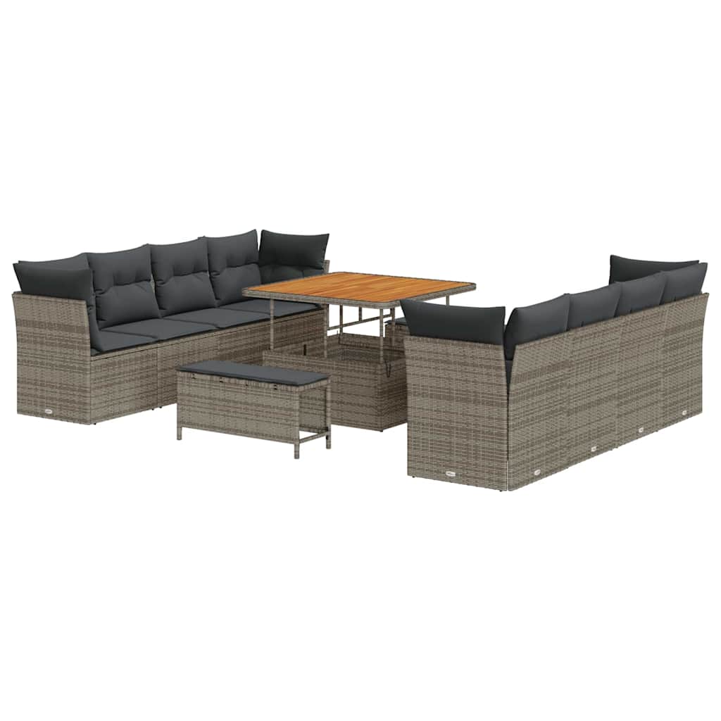 Tuinbankenset 11 pcs Grijs poly rattan