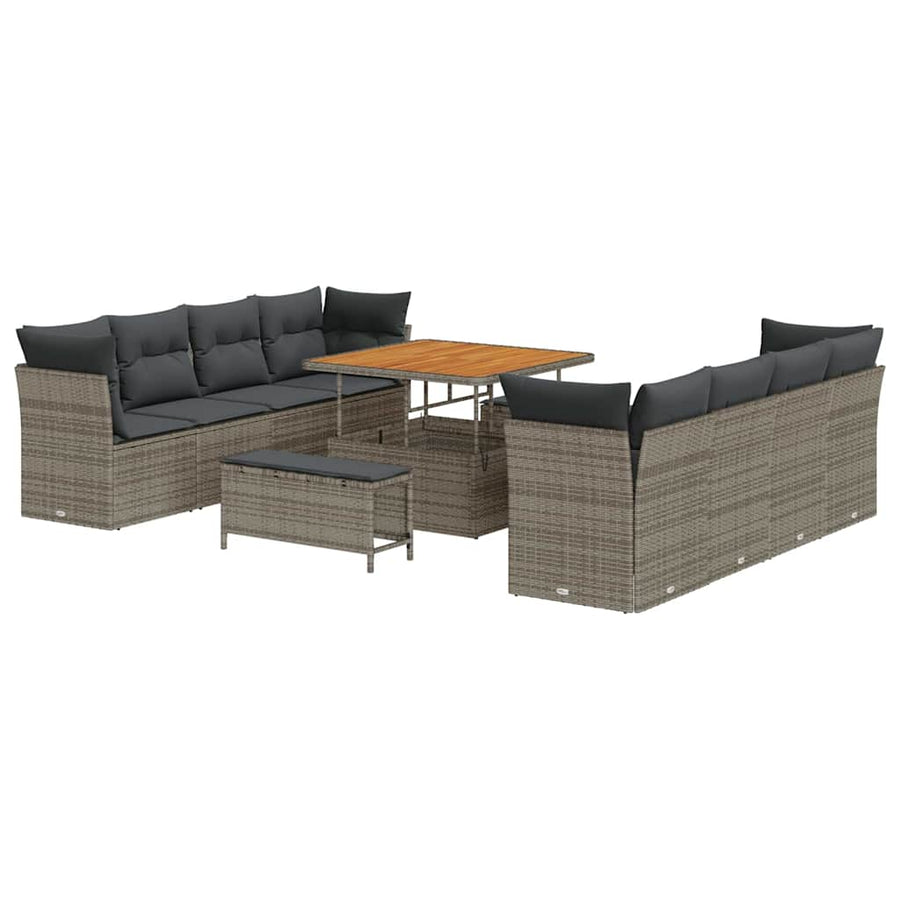 Tuinbankenset 11 pcs Grijs poly rattan