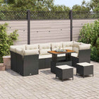 Tuinbankenset poly rattan zwart 9 zitplaatsen