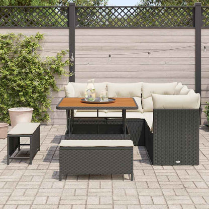 Tuinbankenset 8 pcs Zwart poly rattan