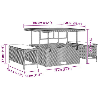 Tuinbankenset 8 pcs Zwart poly rattan