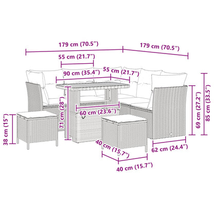 Tuinbankenset 8 pcs Zwart poly rattan