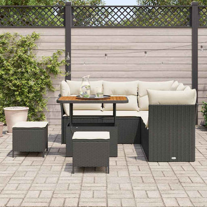 Tuinbankenset 8 pcs Zwart poly rattan
