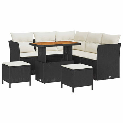 Tuinbankenset 8 pcs Zwart poly rattan