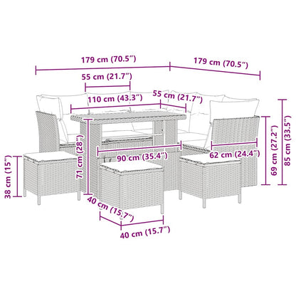 Tuinbankenset 9 pcs Zwart poly rattan