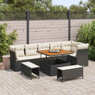 Garden Bench Set 9 pcs Black poly rattan