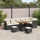 Tuinbankenset poly rattan zwart 8 persoons